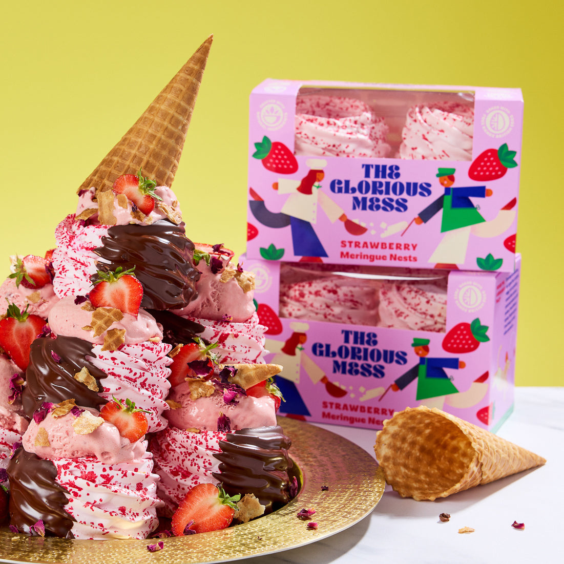 Strawberry Meringue Nests