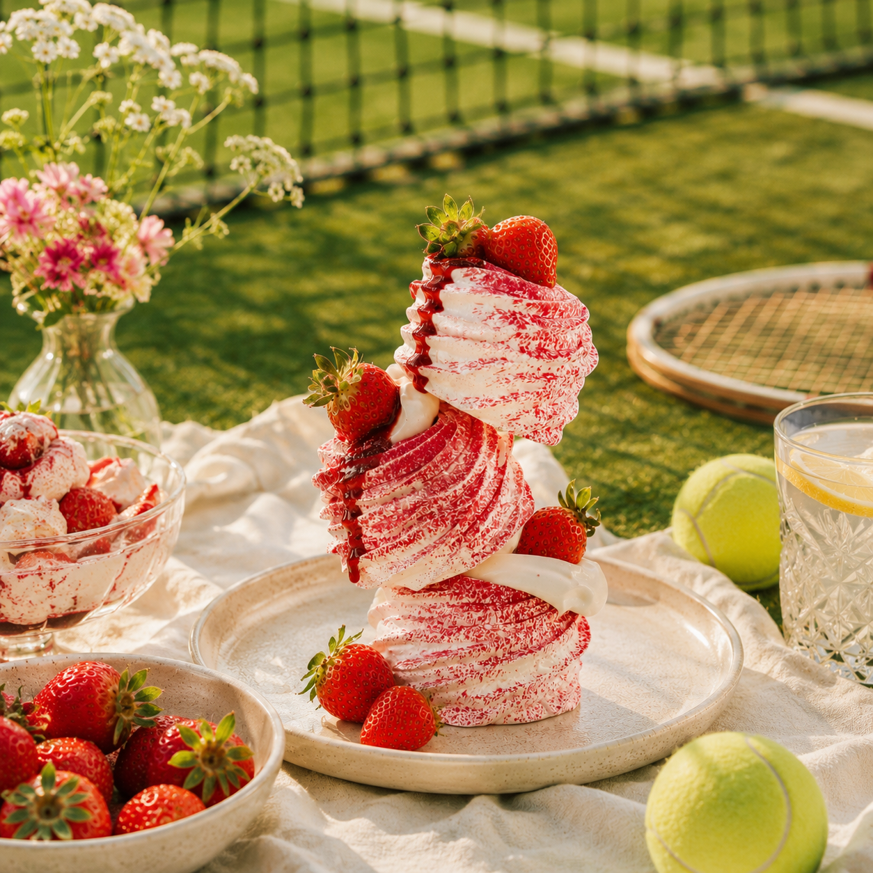 Strawberry Meringue Tennis Picnic Stacks 🎾