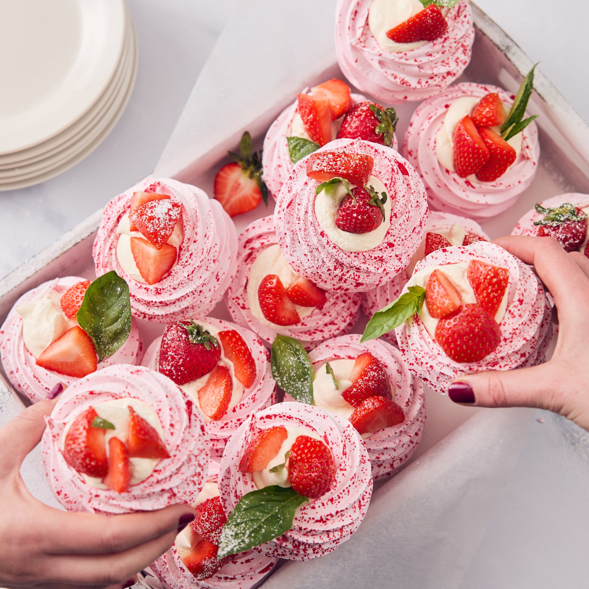 Strawberry Meringue Nests